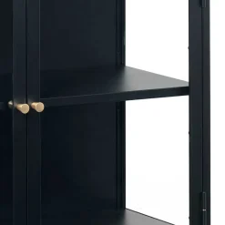 Outlet Wohnen 90x85x40 2-türiger Schrank aus Glas & Metall - Butoaie