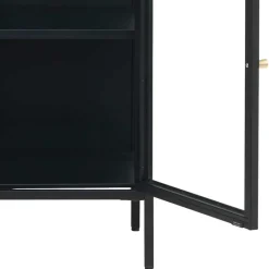 Outlet Wohnen 90x85x40 2-türiger Schrank aus Glas & Metall - Butoaie