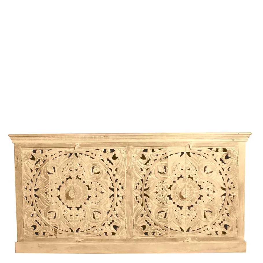Hot Wohnen 180x90x45 4-türiges Sideboard im Ethno Stil - Runiasa