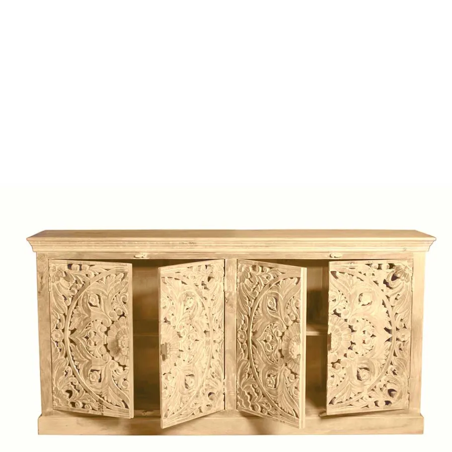 Hot Wohnen 180x90x45 4-türiges Sideboard im Ethno Stil - Runiasa