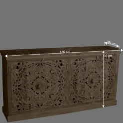 Hot Wohnen 180x90x45 4-türiges Sideboard im Ethno Stil - Runiasa