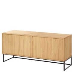 Outlet Wohnen 112x51x42 2-türiges TV Lowboard in Eiche - Ravilon