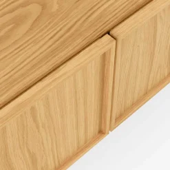 Outlet Wohnen 112x51x42 2-türiges TV Lowboard in Eiche - Ravilon