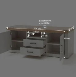 Discount Wohnen 158x63x52 TV Board im Country Style - Samula