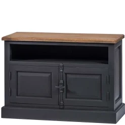 Wohnen 100x70x40 TV Kommode in Schwarz & Teak - Niovan