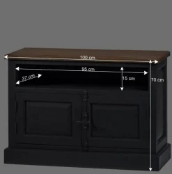 Wohnen 100x70x40 TV Kommode in Schwarz & Teak - Niovan