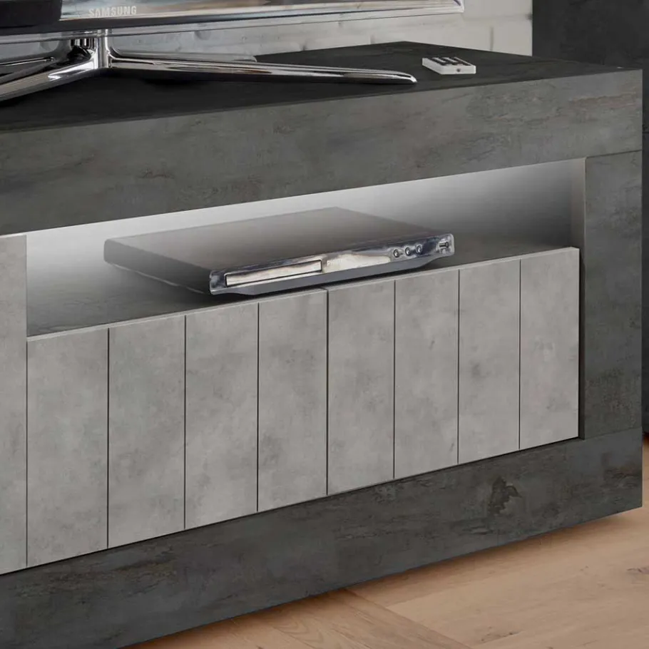 Wohnen 138x56x43 TV Unterschrank in Grau zweifarbig - Dionassa