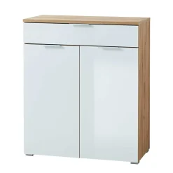 Hot Wohnen 89x105x40 Vertiko in Weiß Glas & Eiche - Reestyl