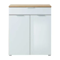 Hot Wohnen 89x105x40 Vertiko in Weiß Glas & Eiche - Reestyl
