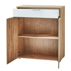 Hot Wohnen 89x105x40 Vertiko in Weiß Glas & Eiche - Reestyl