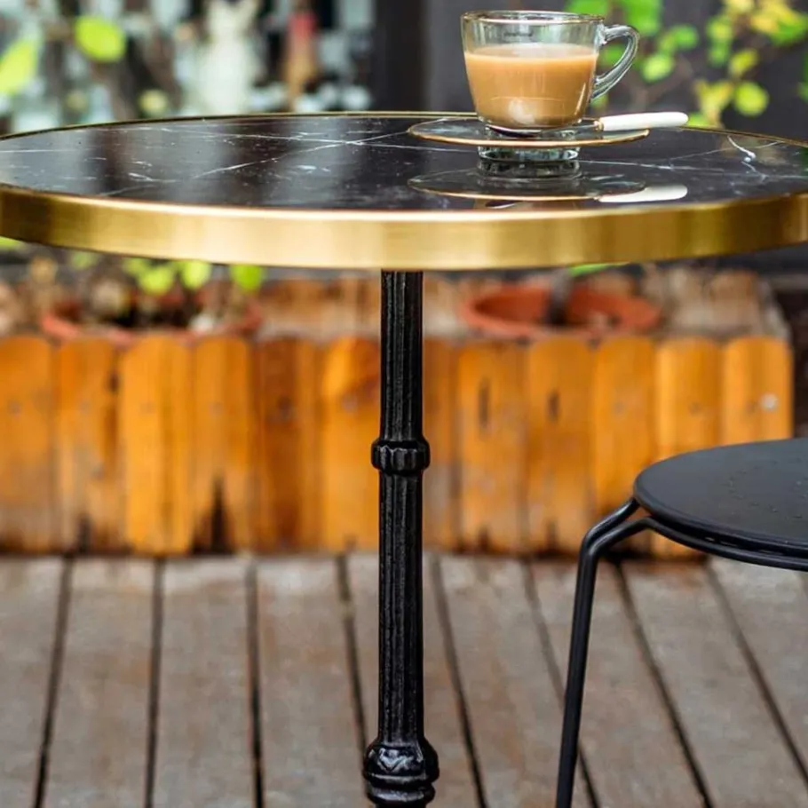 Outlet Wohnen 57x71x57 Vintage Bistrotisch aus Marmor in Schwarz - Mally