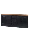 Hot Wohnen 220x96x53 Vintage Design Anrichte in Schwarz - Niovan