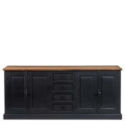 Hot Wohnen 220x96x53 Vintage Design Anrichte in Schwarz - Niovan
