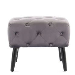 Best Wohnen 60x48x40 Vintage Design Hocker aus Samt Grau - Rino