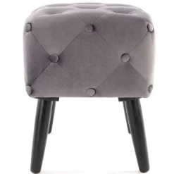 Best Wohnen 60x48x40 Vintage Design Hocker aus Samt Grau - Rino