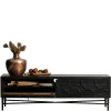 Outlet Wohnen 160x50x45 Vintage Design Lowboard in Schwarz - Illestra