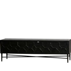 Outlet Wohnen 160x50x45 Vintage Design Lowboard in Schwarz - Illestra