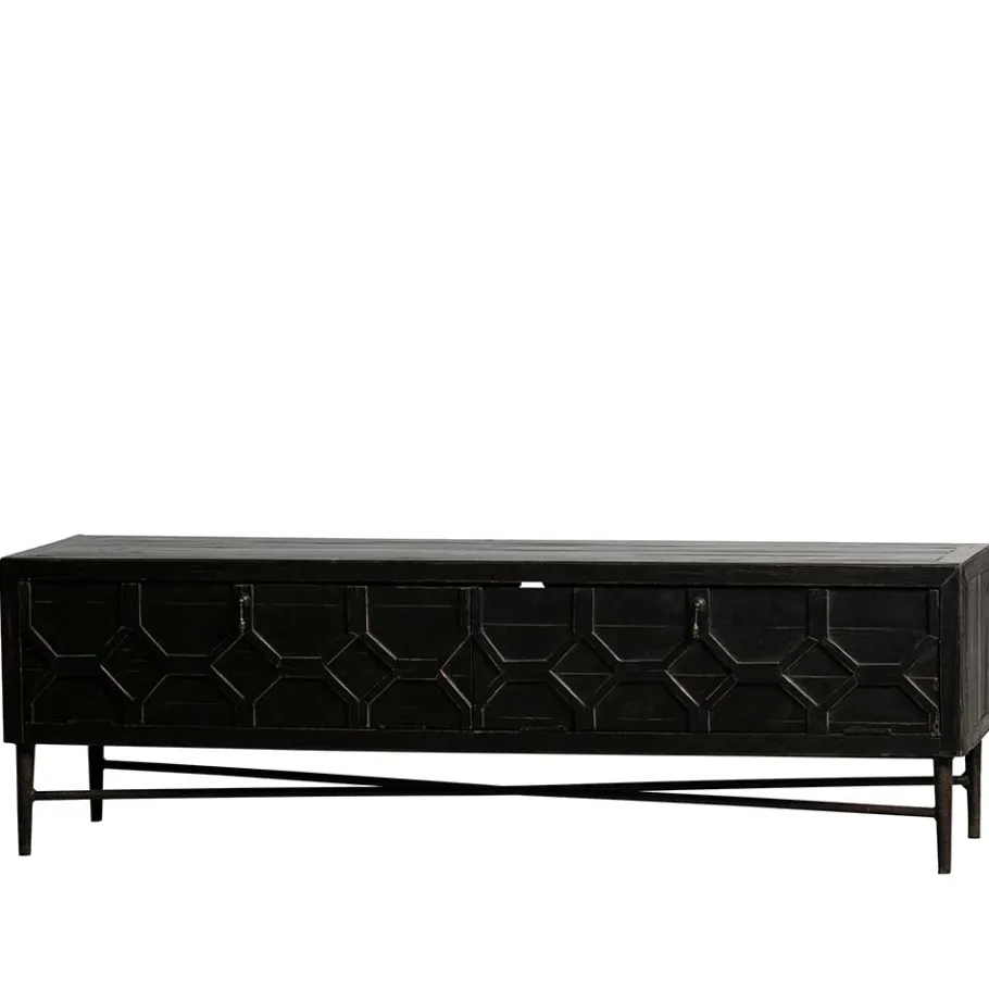 Outlet Wohnen 160x50x45 Vintage Design Lowboard in Schwarz - Illestra