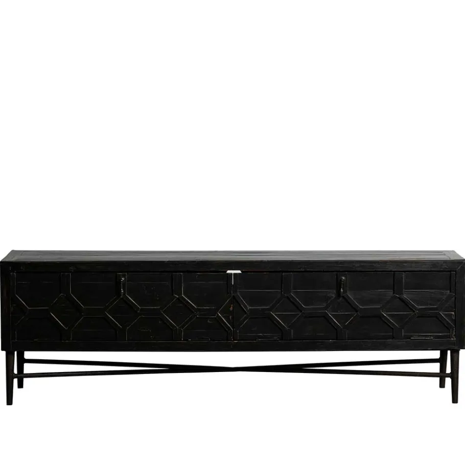 Outlet Wohnen 160x50x45 Vintage Design Lowboard in Schwarz - Illestra