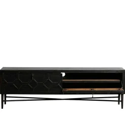 Outlet Wohnen 160x50x45 Vintage Design Lowboard in Schwarz - Illestra