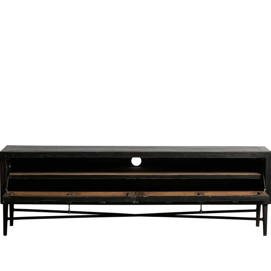 Outlet Wohnen 160x50x45 Vintage Design Lowboard in Schwarz - Illestra