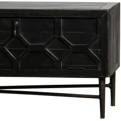 Outlet Wohnen 160x50x45 Vintage Design Lowboard in Schwarz - Illestra