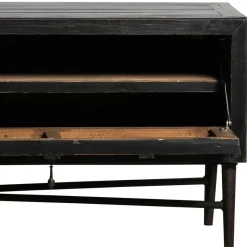 Outlet Wohnen 160x50x45 Vintage Design Lowboard in Schwarz - Illestra