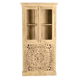 Discount Wohnen 90x180x45 Vintage Holzvitrine mit Schnitzerei - Runiasa