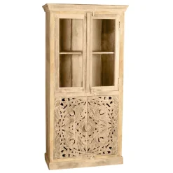 Discount Wohnen 90x180x45 Vintage Holzvitrine mit Schnitzerei - Runiasa