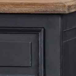 New Wohnen 100x141x51 Vintage Vertiko in Schwarz & Teakfarben - Niovan