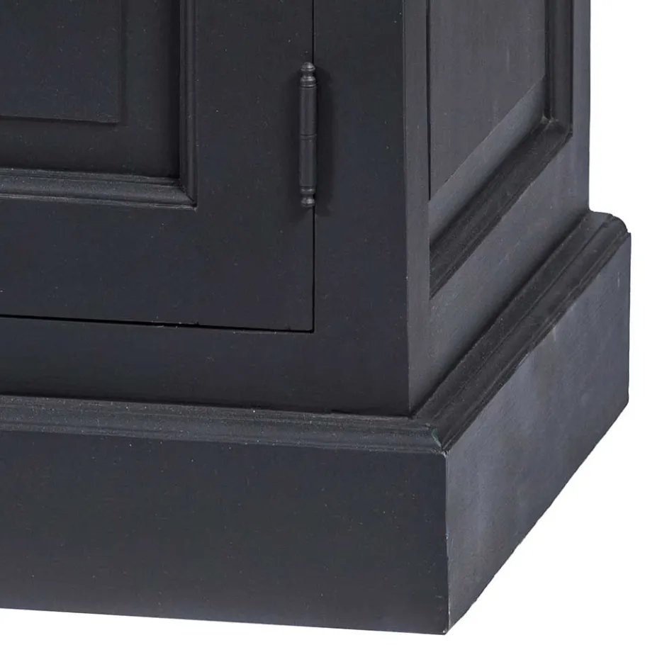 New Wohnen 100x141x51 Vintage Vertiko in Schwarz & Teakfarben - Niovan