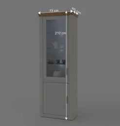 New Wohnen 73x210x40 Vitrine - modernes Landhaus - Samula