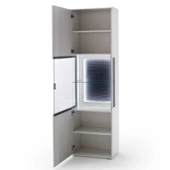Hot Wohnen 60x208x38 Vitrine in Weiß & Anthrazit - Hazime