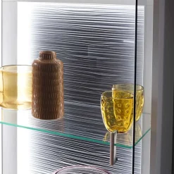 Hot Wohnen 60x208x38 Vitrine in Weiß & Anthrazit - Hazime