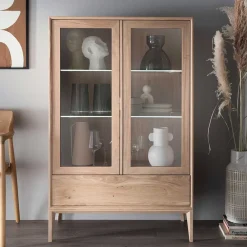 Best Wohnen 90x140x42 Vitrine mit Doppeltür und Schublade - Lamia