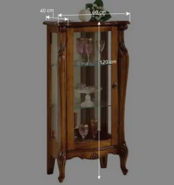 Clearance Wohnen 60x120x40 Vitrine mit Spiegel Rückwand - Carlenna II