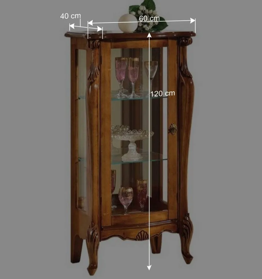 Clearance Wohnen 60x120x40 Vitrine mit Spiegel Rückwand - Carlenna II