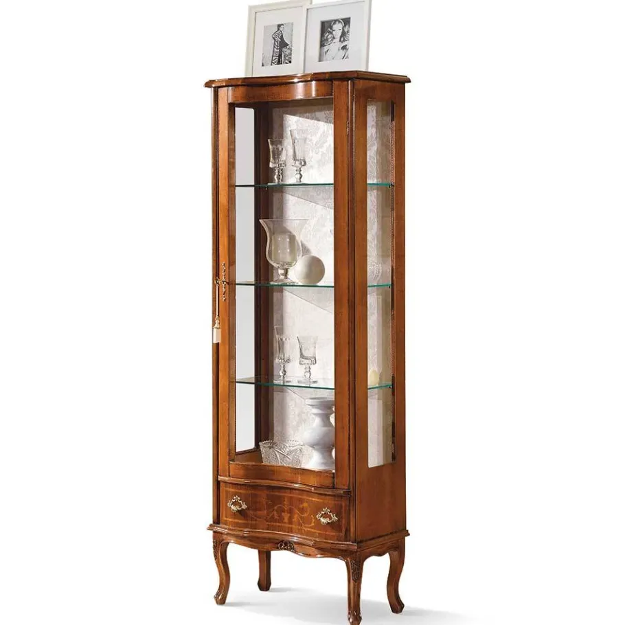 Discount Wohnen 31x175x60 Vitrinenschrank im Italienischem Stil - Venerdina
