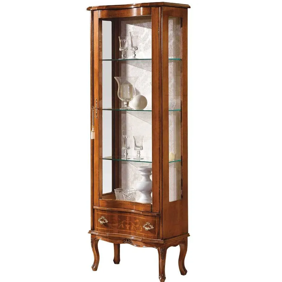 Discount Wohnen 31x175x60 Vitrinenschrank im Italienischem Stil - Venerdina