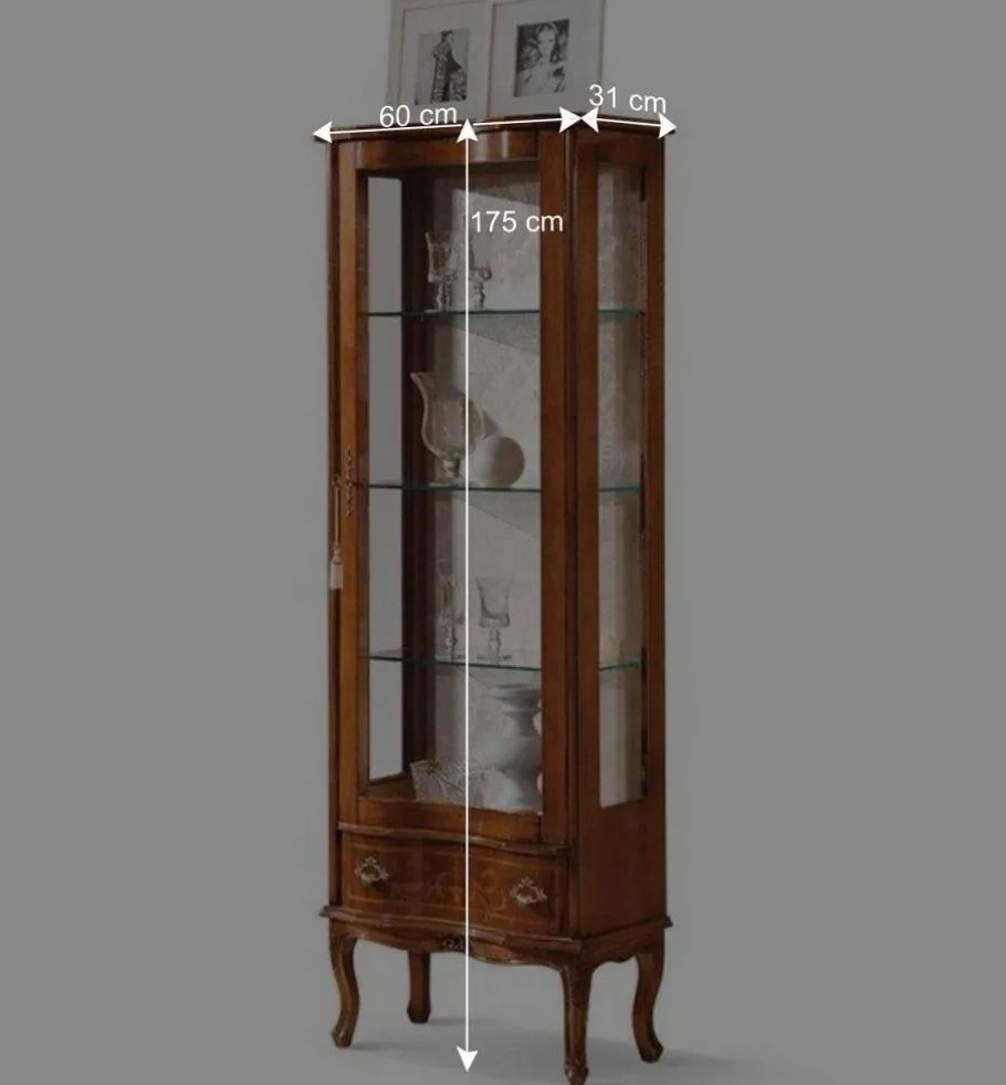 Discount Wohnen 31x175x60 Vitrinenschrank im Italienischem Stil - Venerdina