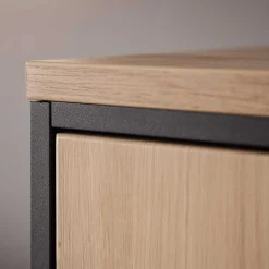 Wohnen 93x210x38 Vitrinenschrank in Eiche Holzdekor - Nikdus