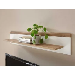 Best Wohnen 107x20x19 Wand Regal in Weiß & Eichefarben - Cablos