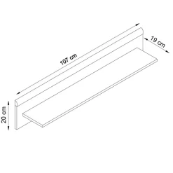 Best Wohnen 107x20x19 Wand Regal in Weiß & Eichefarben - Cablos