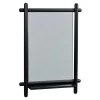 Outlet Wohnen 52x74x12 Wandspiegel in Schwarz Eichenrahmen rund - Evlinu