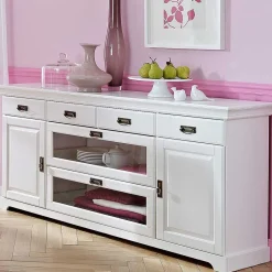 Discount Wohnen 180x84x40 Weißes Sideboard - Landhaus modern - Akbelev