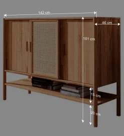 Best Wohnen 142x101x46 Wildbuche Sideboard mit drei Schiebetüren - Indrya