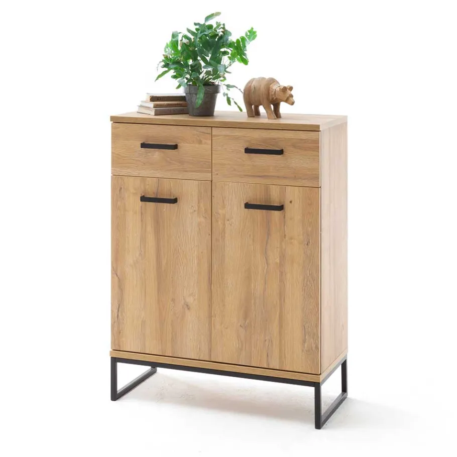 Clearance Wohnen 81x104x38 Wildeiche Dekor Kommode 2-türig - Truvisas