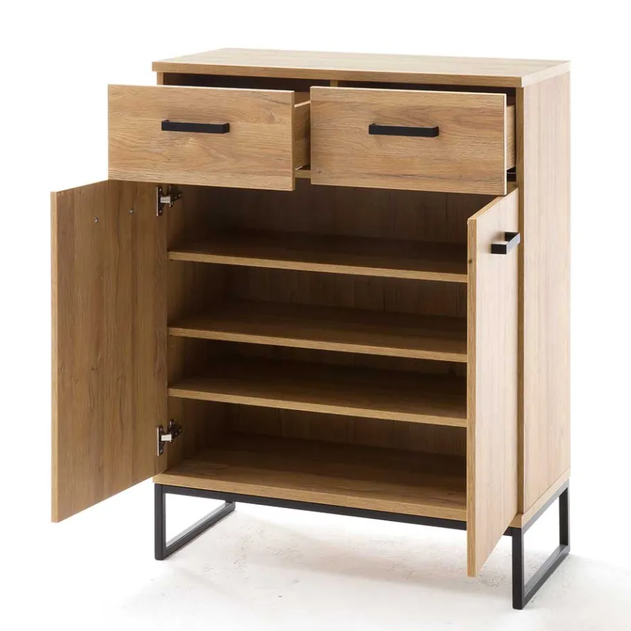 Clearance Wohnen 81x104x38 Wildeiche Dekor Kommode 2-türig - Truvisas