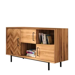 Best Wohnen 144x80x45 Wildeiche Schrank 3-türig & 3 Fächer - Kerfa