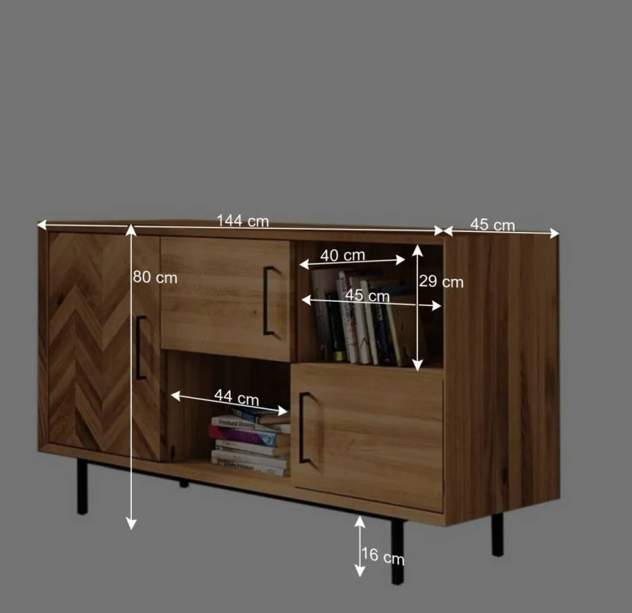 Best Wohnen 144x80x45 Wildeiche Schrank 3-türig & 3 Fächer - Kerfa